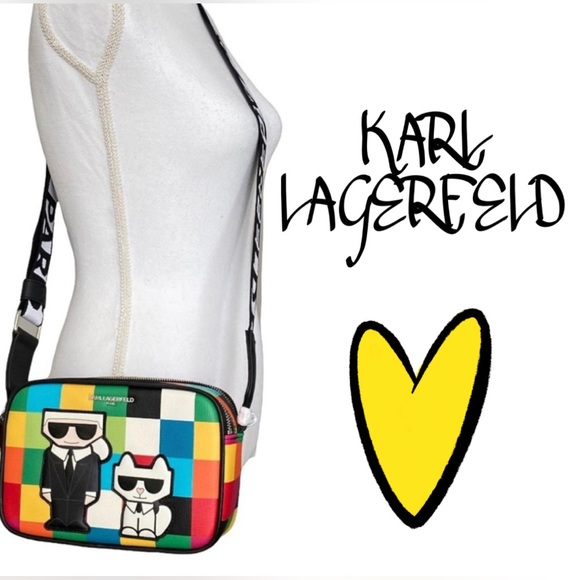 🆕KARL LAGERFELD Paris Maybelle colorblock check crossbody camera shoulder bag - Picture 3 of 12